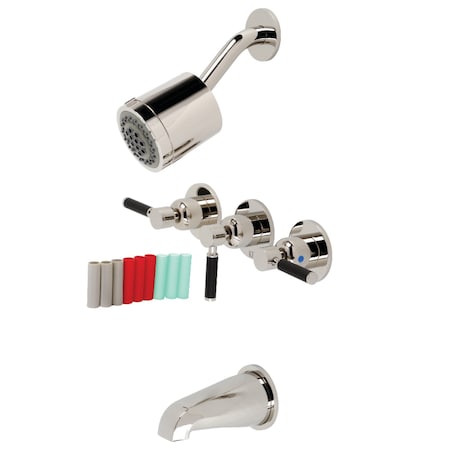 Kingston Brass Tub and Shower Faucet, Polished Nickel, Wall Mount KBX8136DKL